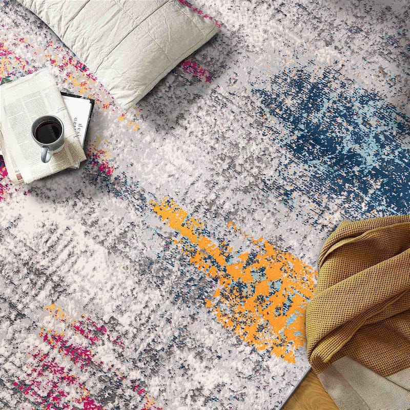World Rug Gallery Geneva Contemporary Distressed Absract Area Rug