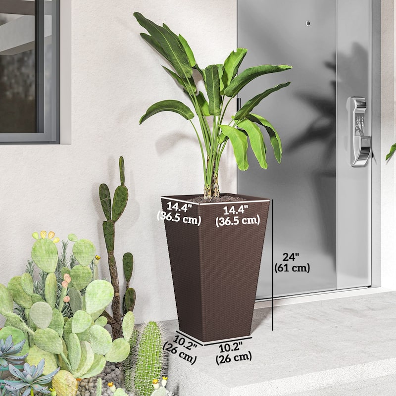 Set Of 3 Tall Plant Stand, Outdoor & Indoor Flower Pot Set For Front Door, Entryway, Patio and Deck