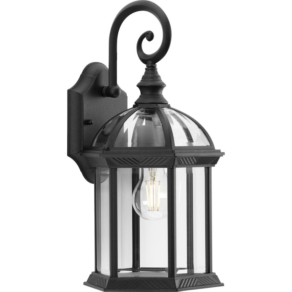 Dillard Collection One-Light Textured Black Outdoor Wall Lantern - 8.12 in x 7.87 in x 15.5 in