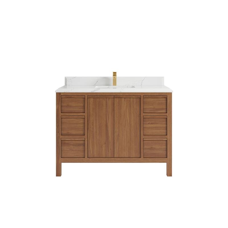 Willow Collections 48 in. W x 22 in. D Elizabeth Solid Teak Single Sink Bathroom Vanity with Countertop