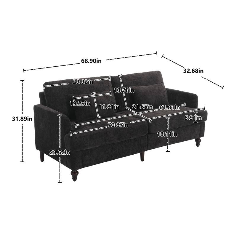 Modern chenille Fabric Loveseat