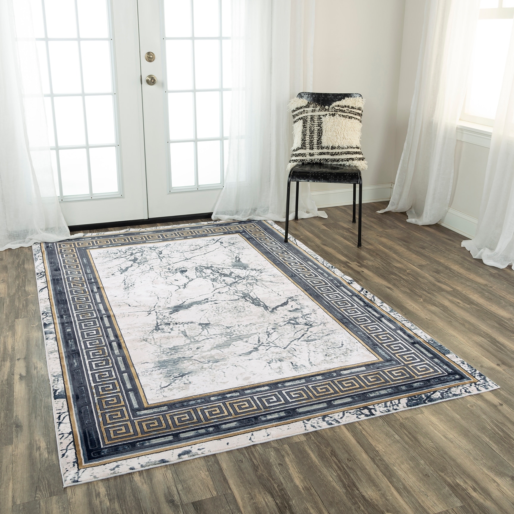 Alora Decor Spring Black, Grey, and Ivory Roman-style Rug