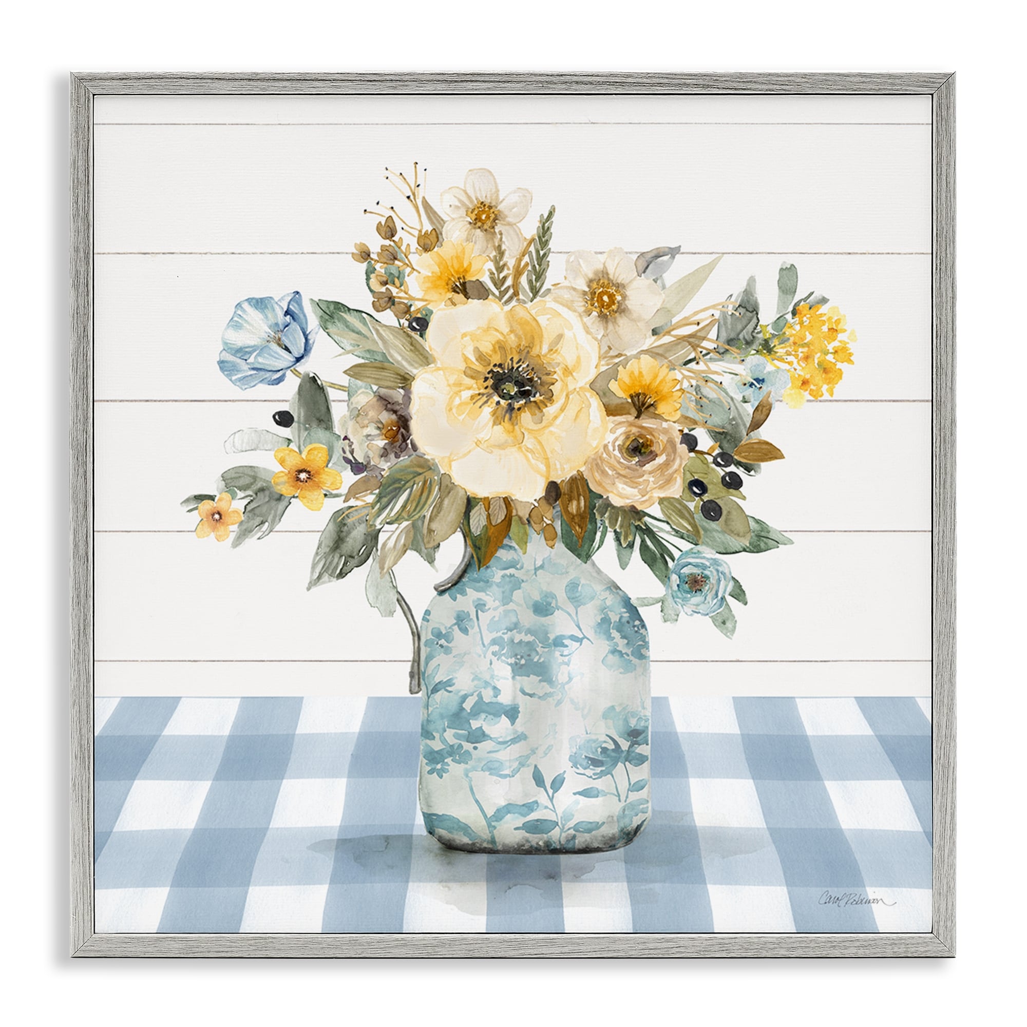 Stupell Summer Bouquet Yellow Florals Framed Giclee Art Design By Carol Robinson