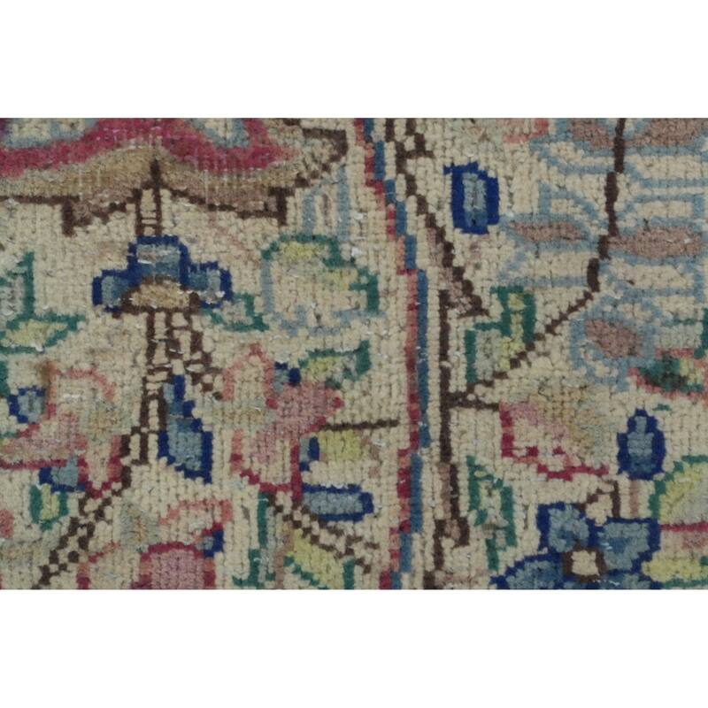Hand Knotted Oriental 100% Wool Carpet Traditional Floral Navy Blue & Blues Kerman Area Rug - 10' 9'' X 7' 11''