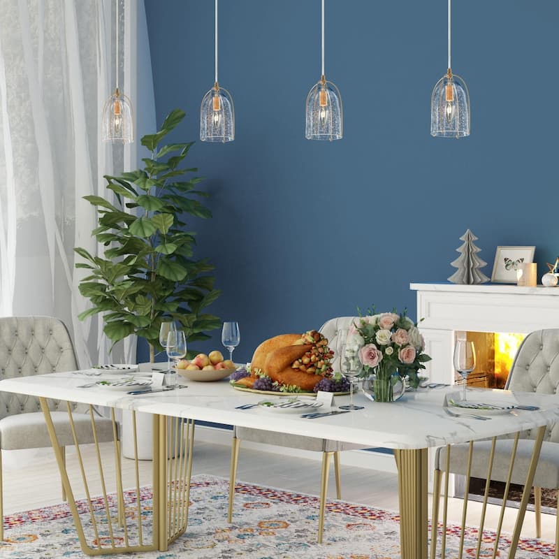 Modern Tulip Glass Island Pendant Light Linear Cluster Chandelier for Dining Room, Entryway