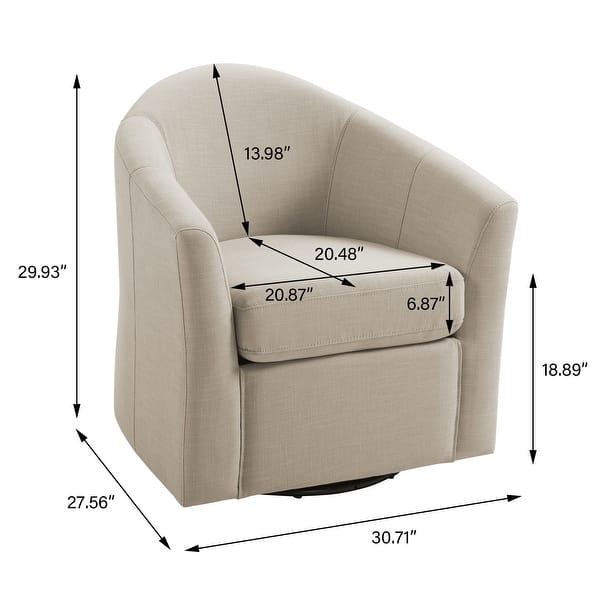 dimension image slide 10 of 11, Modern Upholstered Swivel Barrel Chair Living Room Accent Chair