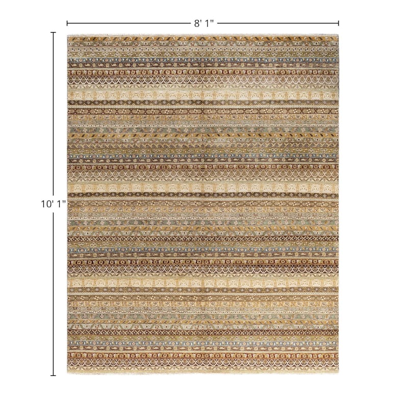 Gabbeh One-of-a-Kind Hand-Knotted Area Rug - Ivory, 8' 1" x 10' 1" - 8' 1" x 10' 1"