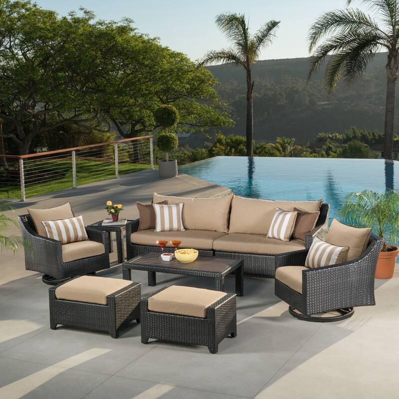 Deco 8 Piece Sunbrella Outdoor Patio Sofa & Motion Club Chair Set