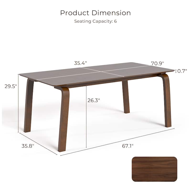 Furniture of America Beau I Mid-century Walnut 71-inch Wood Rectangle Dining Table