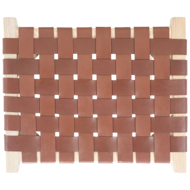 SAFAVIEH Remzija 30-inch Woven Leather Rectangle Bar Stool - 20" W x 19" D x 30" H