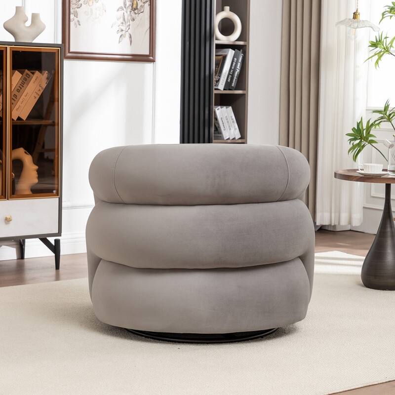 SEYNAR Modern Glam Velvet 360 Degree Swivel Accent Armchair with Tufted Back