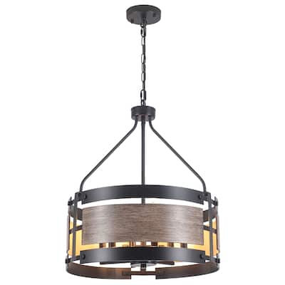 6-Light Vintage Elegant Chandelier with Faux Wood Finish Metal Frame Bulb Not Included