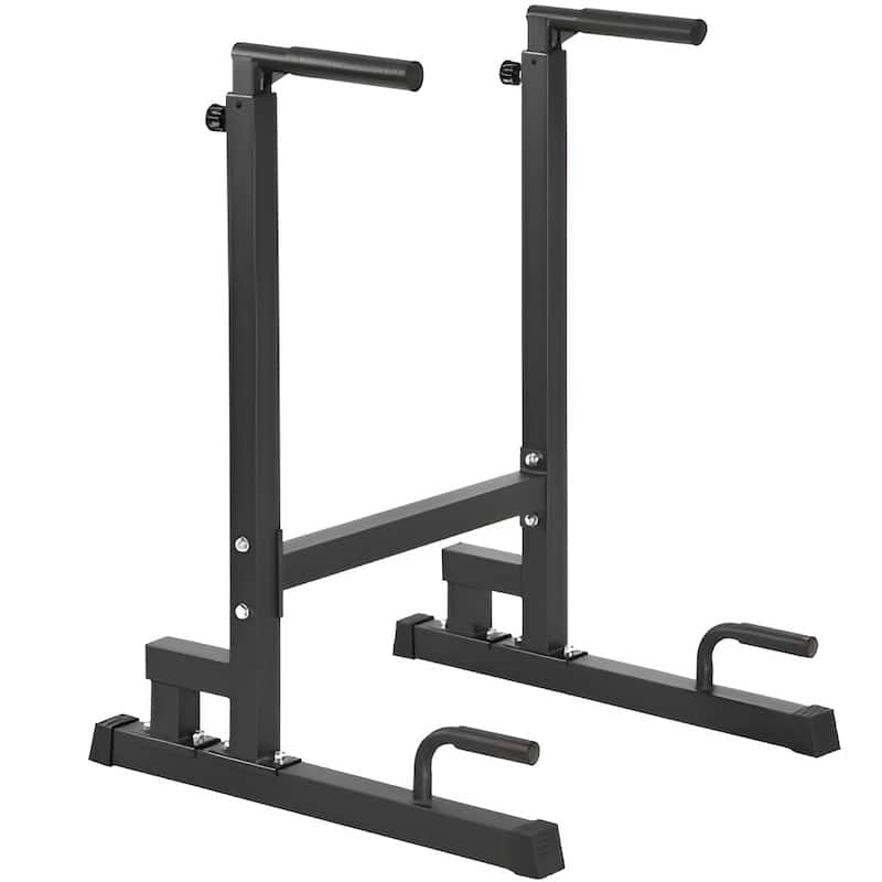 Black Steel Adjustable Dip Bar 500 lbs Home Gym Workout Station - 29.5" x 28" x 51.6"