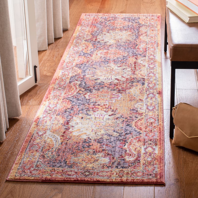 SAFAVIEH Bristol Sunnefa Vintage Oriental Distressed Rug - 2'3" x 8' Runner - Rust/Lavander