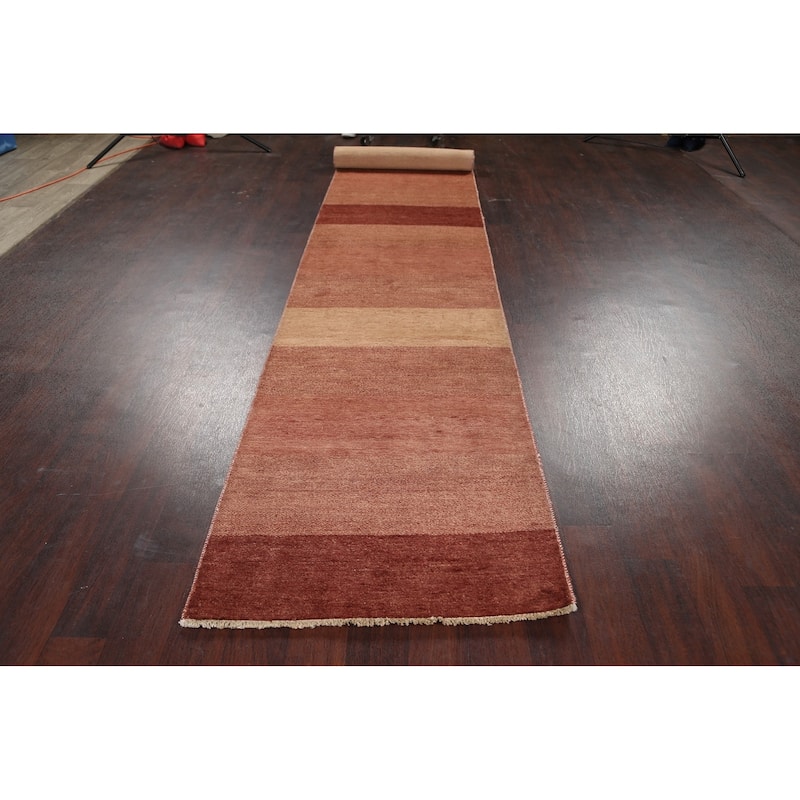 Modern Oriental Gabbeh Kashkoli Runner Rug Wool Hand-knotted - 2'7" x 15'3"