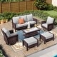 preview thumbnail 18 of 99, MAISON ARTS Extra-Large Patio Wicker Sofa Conversation Set with Coffee Table, Oversize Seat with 5.5'' Thick Padded Cushion 5 Seats + Table + 2 Ottoman - Grey