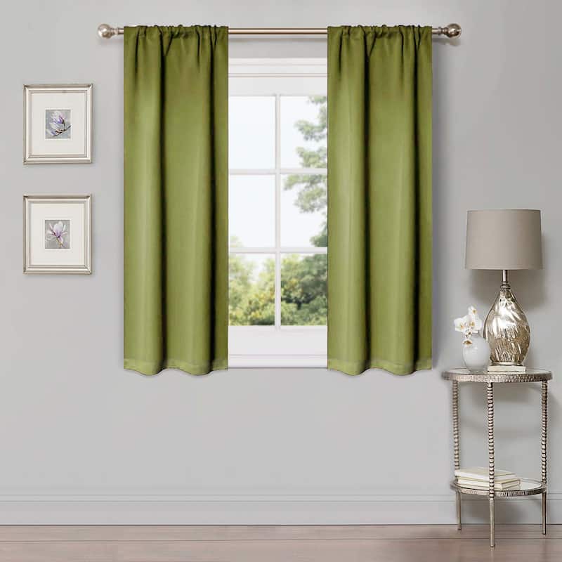 Superior Solid Machine Washable Room Darkening Semi-Blackout Curtains, Set of 2