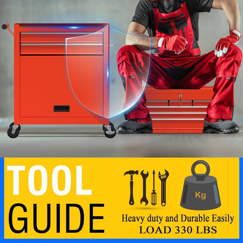 8-Drawer Rolling Tool Storage Cabinet with Detachable Top Tool Box