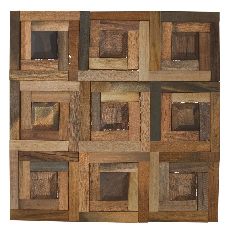 11 7/8"W x 11 7/8"H x 1/2"P Wedge Wood Mosaic Wall Tile, Old Boat Wood - 11 7/8"W x 11 7/8"H x 1/2"P