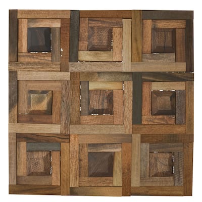11 7/8"W x 11 7/8"H x 1/2"P Wedge Wood Mosaic Wall Tile, Old Boat Wood - 11 7/8"W x 11 7/8"H x 1/2"P