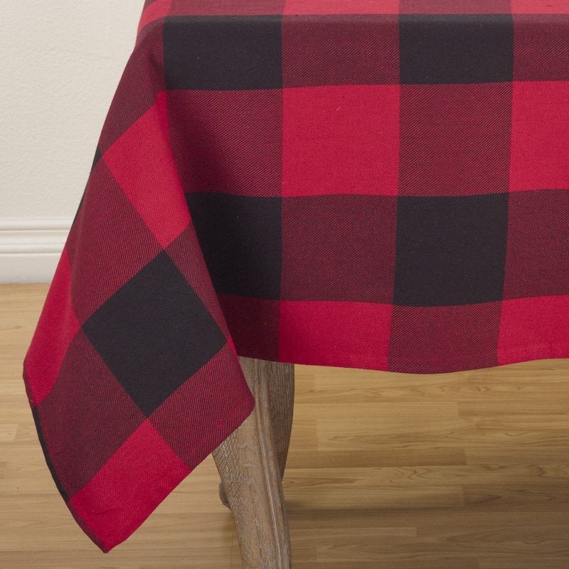 Cotton Tablecloth With Buffalo Plaid Design
