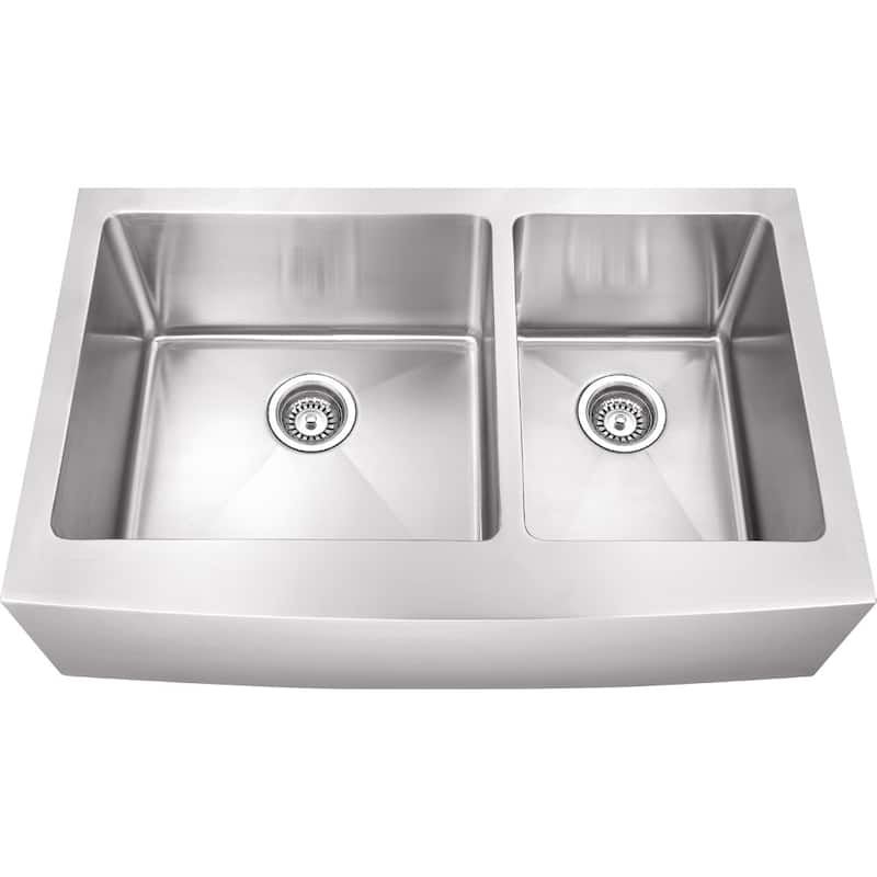 Hardware Resources 35-7/8" Farmhouse Double Basin Stainless Steel - Stainless Steel