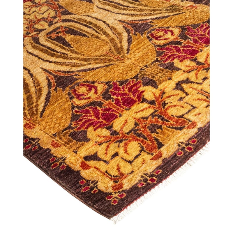 Overton Hand Knotted Wool Vintage Inspired Modern Contemporary Arts & Crafts Beige Runner Rug - 2' 4" x 9' 9"