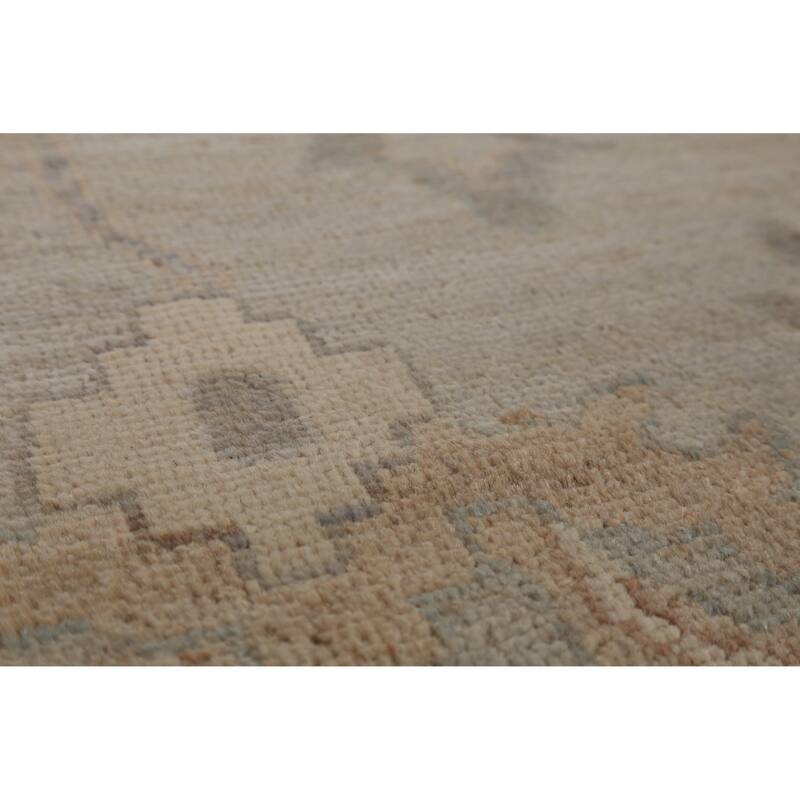 Hand Knotted Oriental 100% Wool Carpet Transitional All-Over Beige & Ivories Oushak Area Rug - 13' 11'' X 10' 1''