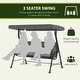 preview thumbnail 14 of 23, Outsunny Outdoor Patio Porch Swing Bench with Included Adjustable Shade Awning & Comfort Padded Seating for Three People
