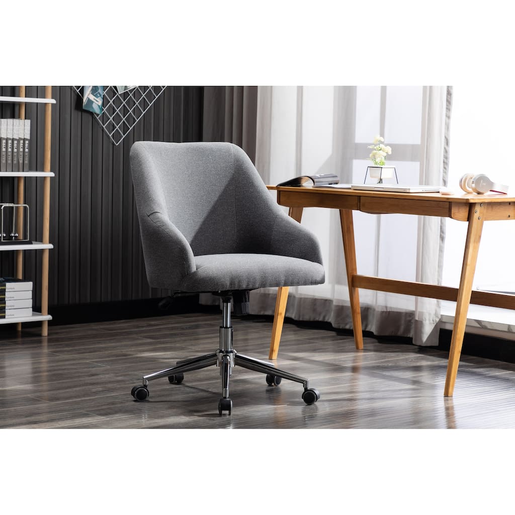 Porthos Home Kian Swivel Home Office Desk Chair, Linen Upholstery