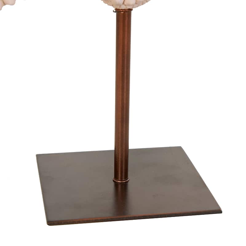 Pink Polystone Textured Starfish Sculpture with Copper Stand