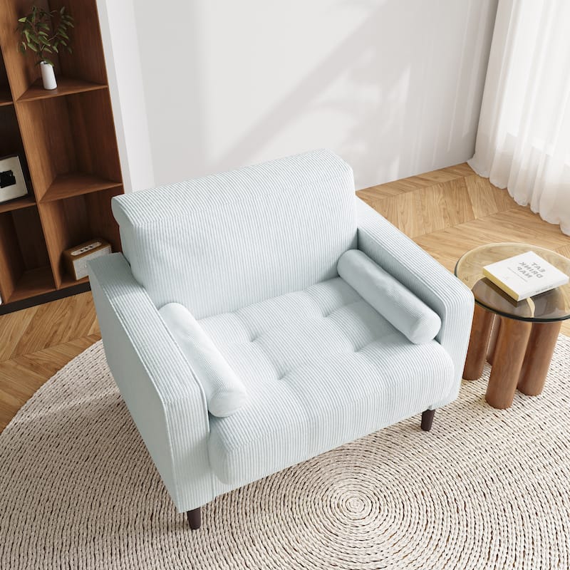 Aronas Modern Corduroy Wide Accent Chair with Pillows