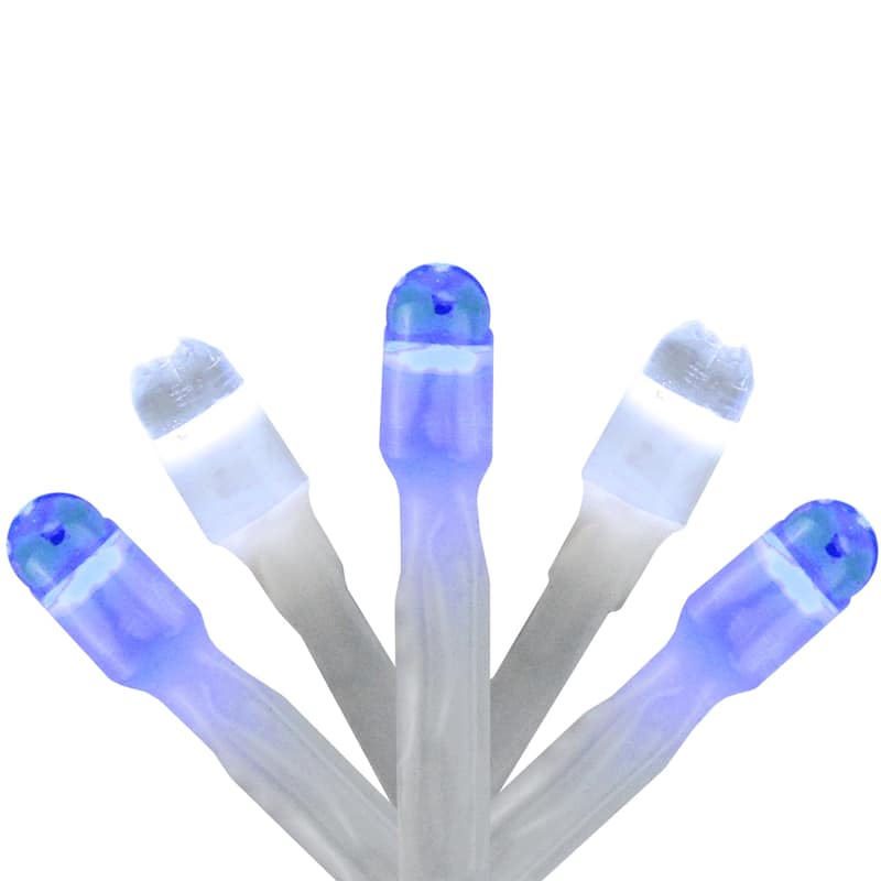 150 Blue and White LED Swag Christmas Lights - 7.5 ft White Wire - 7.5'