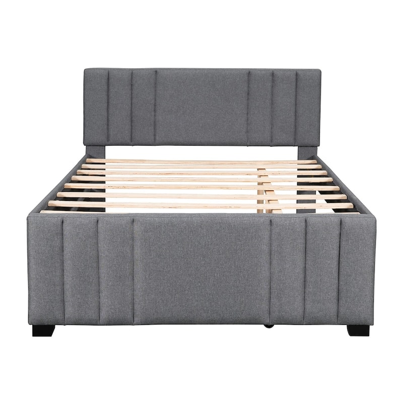 Merax Upholstered Platform Bed with Twin Trundle
