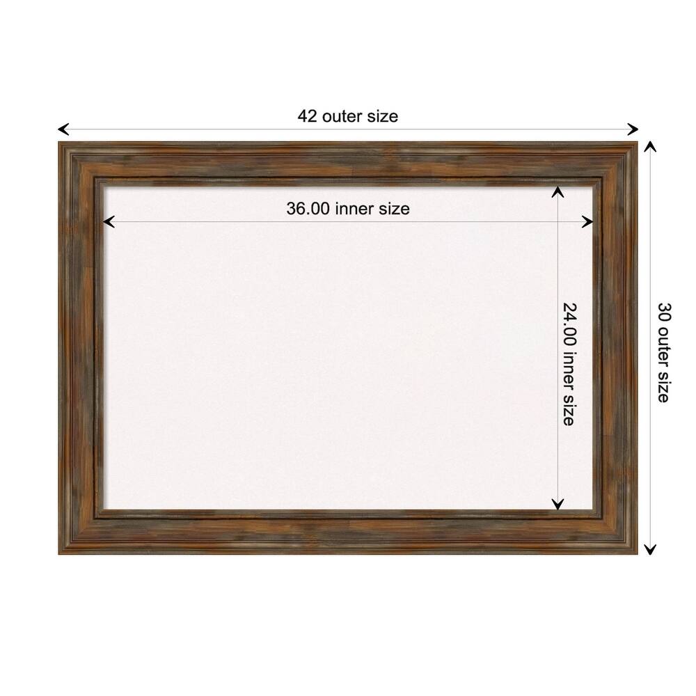 Alexandria Rustic Brown Wood Framed White Corkboard Bulletin Board, Organization Board, Pin Board