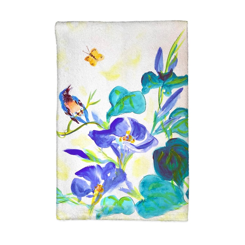 Blue Morning Glories Kitchen Towel - 16x25
