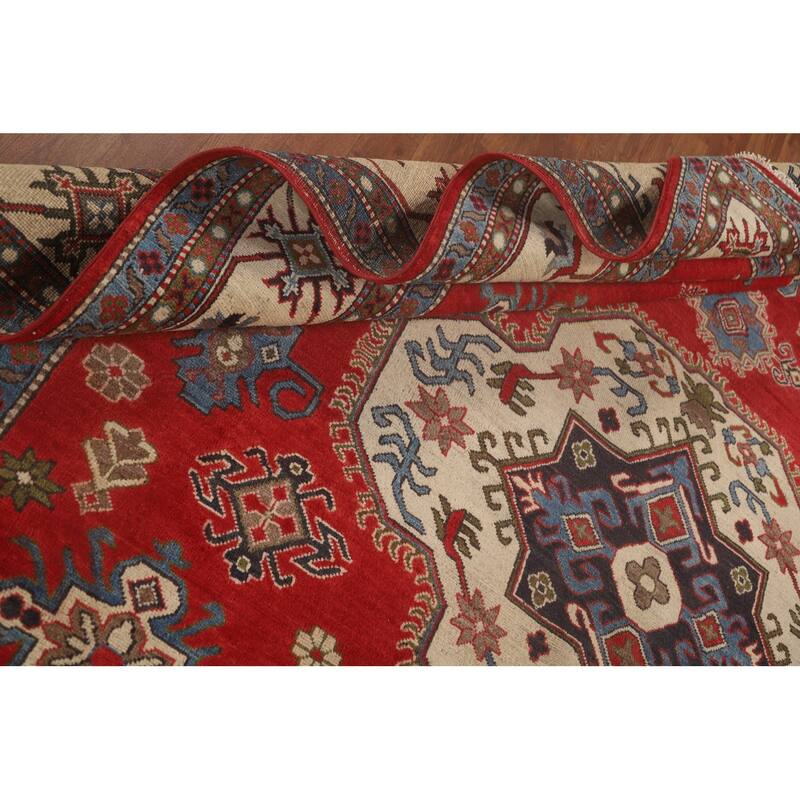 Traditional Kazak Oriental Area Rug Handmade Red Wool Carpet - 8'7"x 11'3"