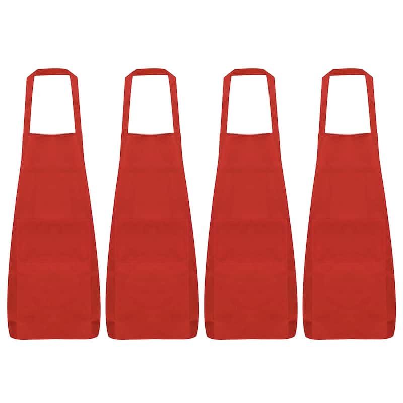 4pcs Kitchen Cooking Aprons 75x65cm Polyester Art Apron - 75cmx65cm