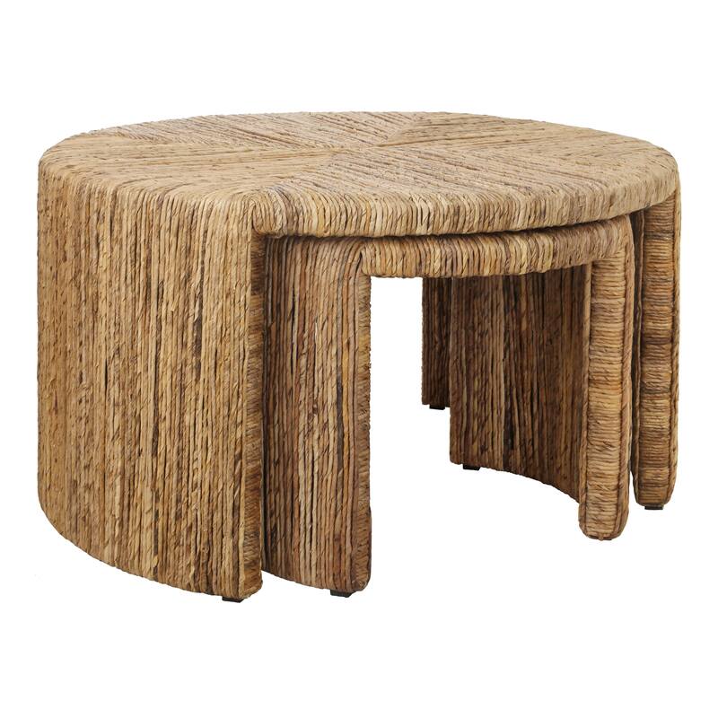 NPD Furniture Kanza Handwoven Abaca Coffee Table with Open Shelf