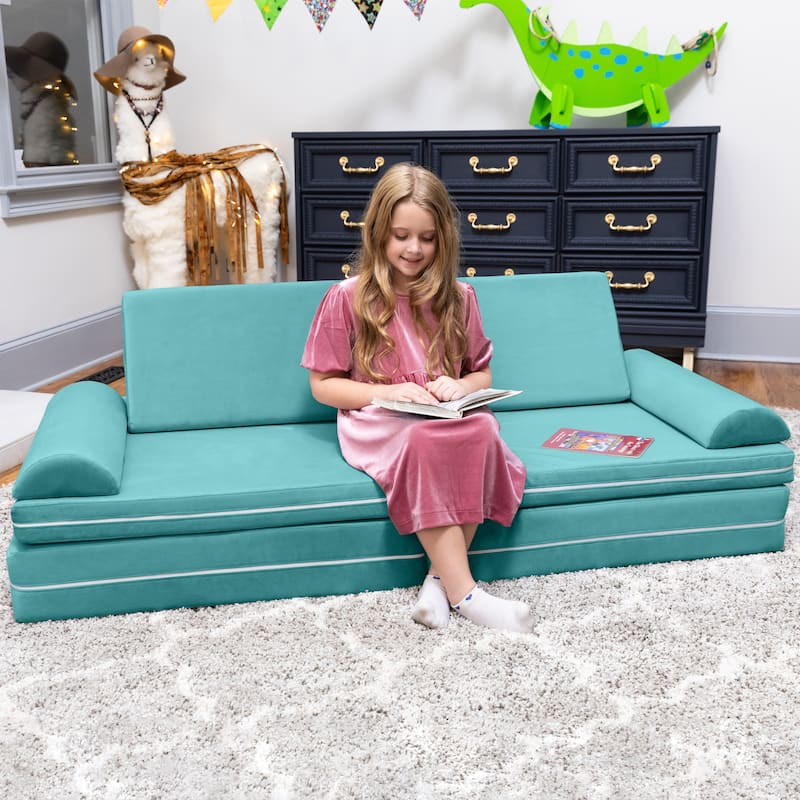 Playscape Deluxe Plush Velvet Kids 6 Piece Modular Couch / Playset