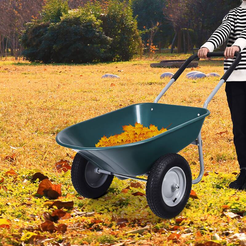 Costway 2 Tire Wheelbarrow Cart Heavy-duty Dolly Utility Cart