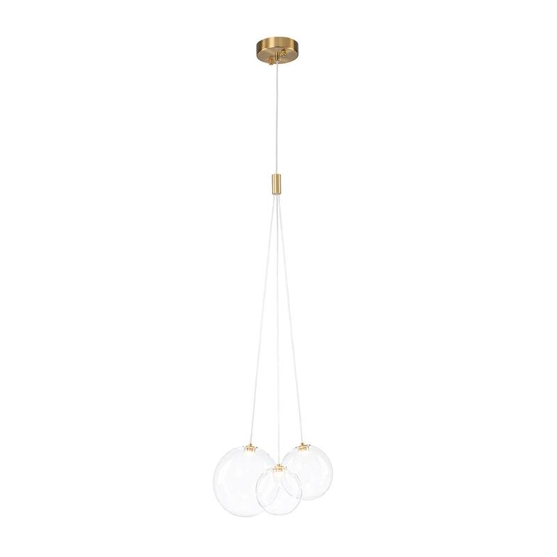 Modern 3-Light Dimmable LED Glass Globe Bubble Cluster Chandelier