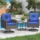 preview thumbnail 1 of 8, Outdoor Swivel Rocker Patio Chairs Set of 2 with Coffee Table &Cushions, Rattan Bistro Set for Porch, Backyard, Balcony PE Rattan Arm - Blue