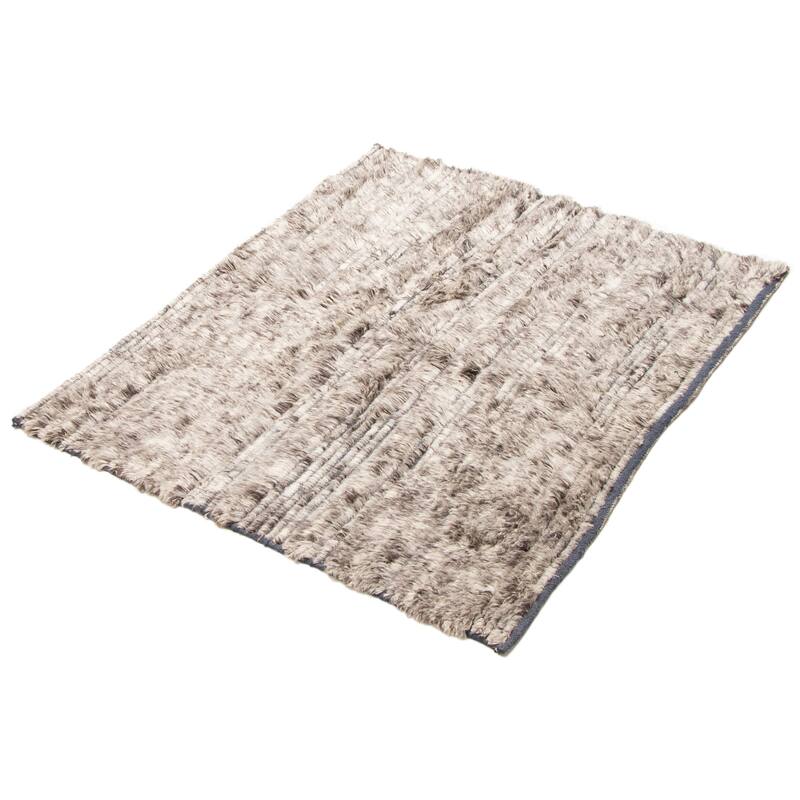 ECARPETGALLERY Hand-knotted Tangier Grey Wool Rug - 4'2 x 5'2