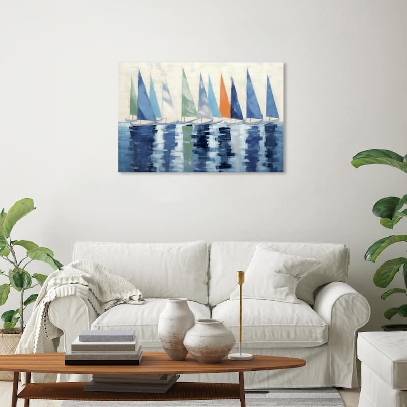 Wynwood Studio Canvas Nautical and Coastal View of the Sailboats Blue and Nautical & Coastal Wall Art Canvas Print - 30 x 20