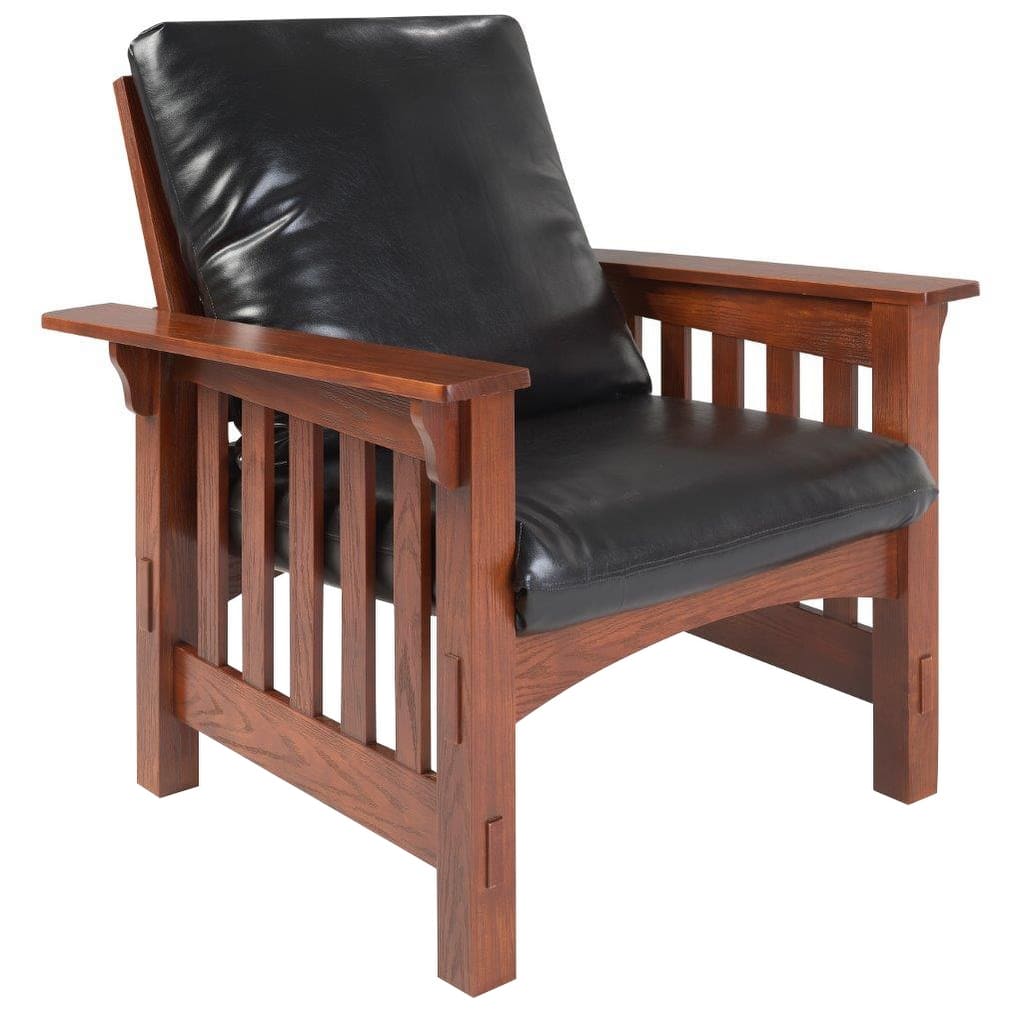 Leick Home Mission Adjustable Armchair with Black Faux Leather Upholstery