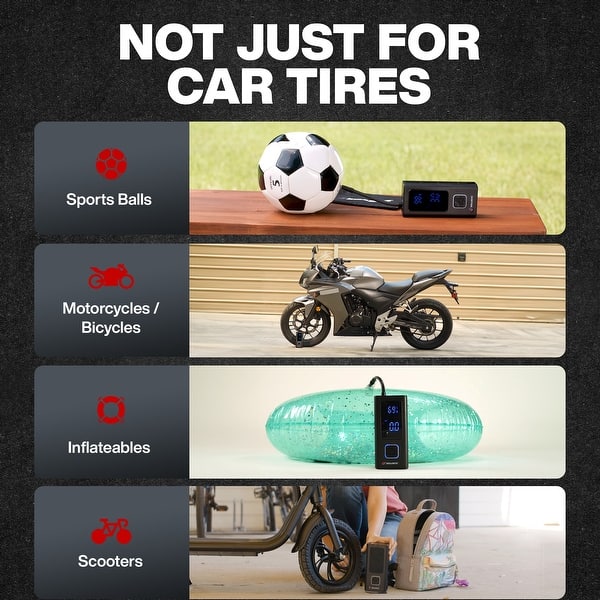 CARSUN C1808 Cordless Tire Inflator Digital Display Portable Air Copressor With LED Light For Otorcycle Bicycle