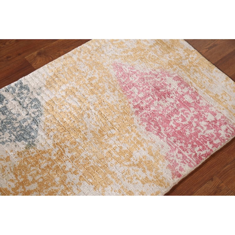 Contemporary Abstract Oriental Foyer Rug Hand-Knotted Wool Carpet - 2'0"x 3'0"