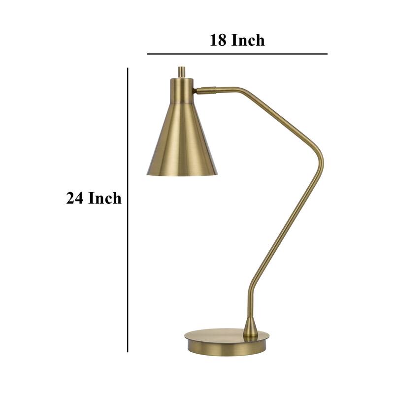 Sty 24 Inch Task Table Lamp, Swivel Brass Shade Angled Thin Metal Pole