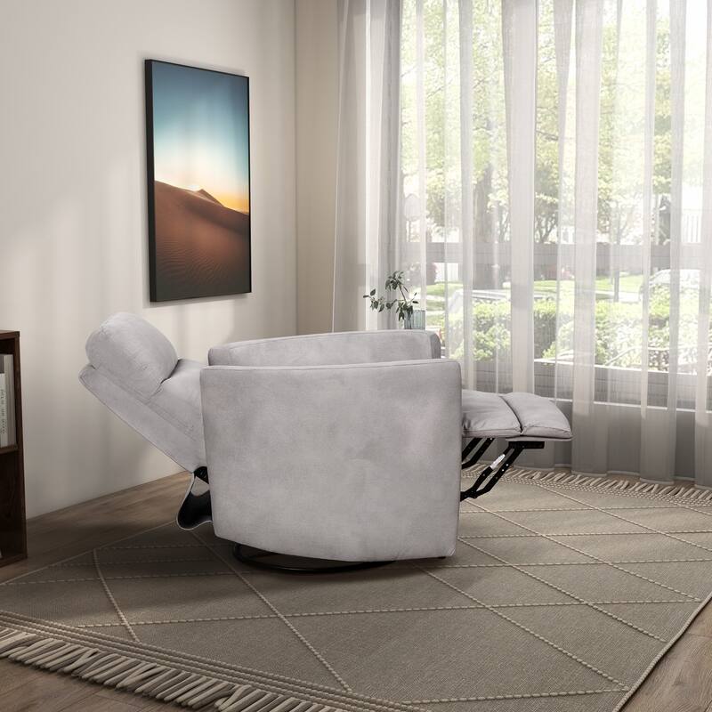 Ainsley Modern Microsuede Fabric Power Recline Swivel Glider Recliner